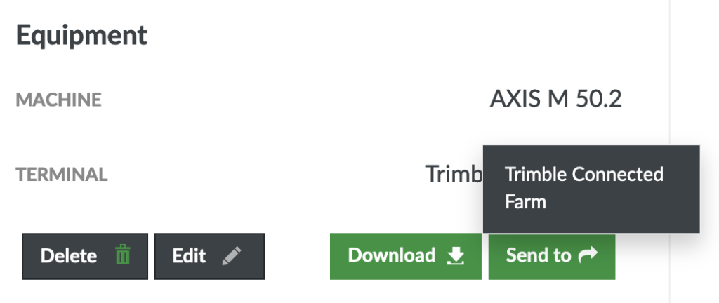 Screenshot of the option to send an application map to Trimble before authorization