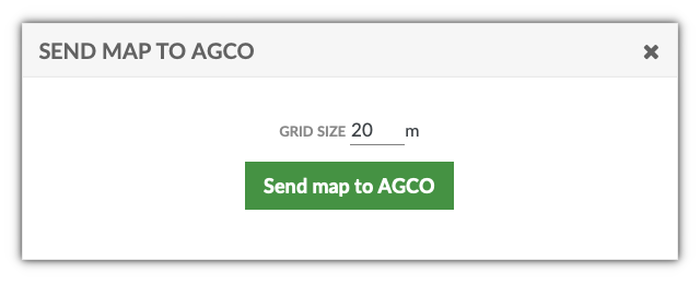 Grid size setup popup to export ISOXML file to AGCO.